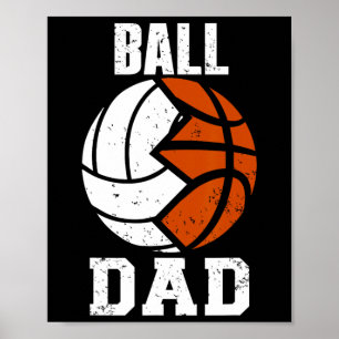 Affiche Ball Papa Fun Volleyball Basket Papa