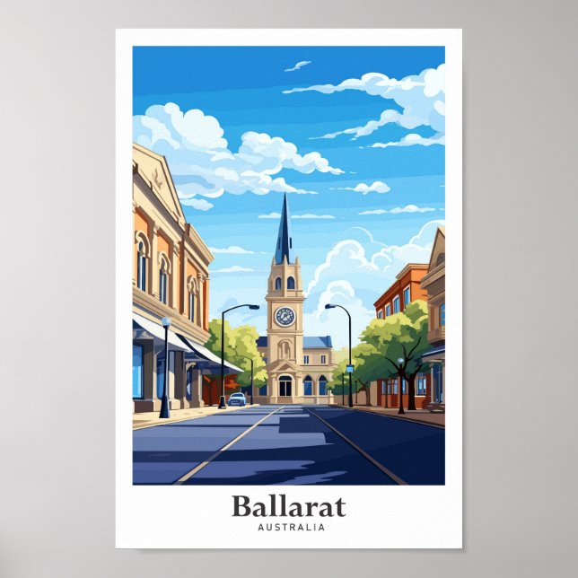 Affiche Ballarat Australia Travel Art Illustration Vintage (Devant)