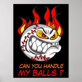 Affiche Balle de baseball en colère avec citation, drôle