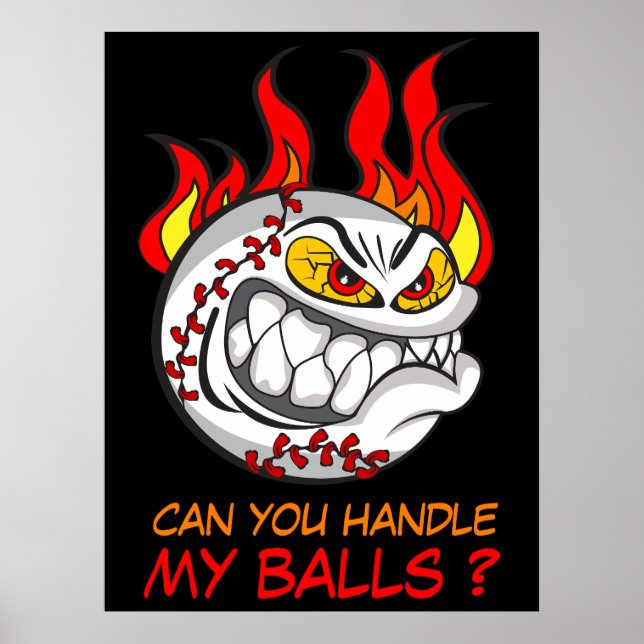 Affiche Balle de baseball en colère avec citation, drôle (Devant)