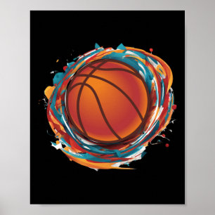 Affiche Balle de basket-ball en rotation