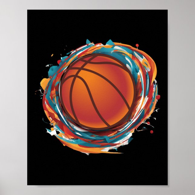 Affiche Balle de basket-ball en rotation (Devant)