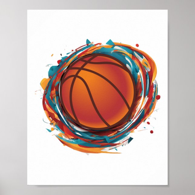 Affiche Balle de basket-ball en rotation (Devant)