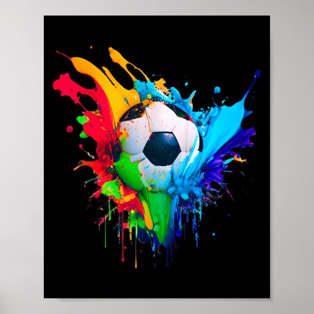 Affiche Balle de foot couleur cool éclaboussure d'amour Ar (Devant)
