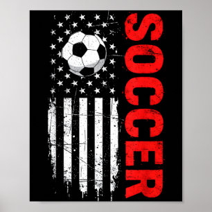 Affiche Balle de foot usa patriotique drapeau américain dé