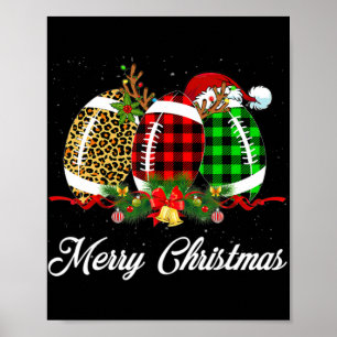 Affiche Balle de football Noël Leopard Rouge Plaid Père No