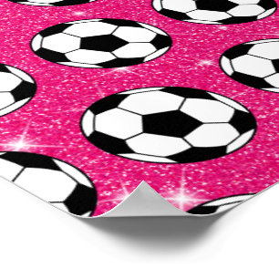 Affiche Balle de football rose gel Parties scintillant Spo