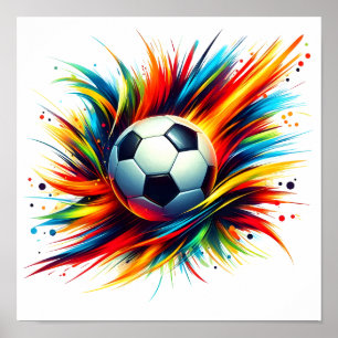 Affiche Balle de football Splash Futuriste Football Abstra
