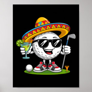 Affiche Balle de golf drôle Cinco De Mayo avec sombrero Ma