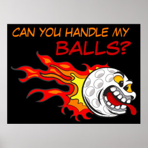 Affiche Balle de Golf Volante en Flammes avec une Citation