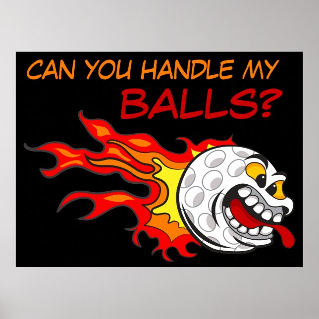 Affiche Balle de Golf Volante en Flammes avec une Citation (Devant)