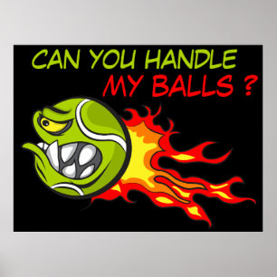 Affiche Balle de tennis en colère en flammes avec citation