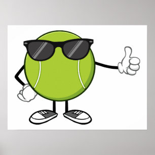 Affiche Balle de Tennis Souriante avec Lunettes de Soleil
