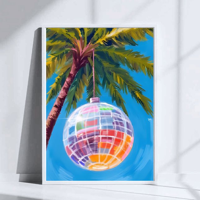 Affiche Balle disco arc-en-ciel | Peinture aquarelle paste (Créateur téléchargé)