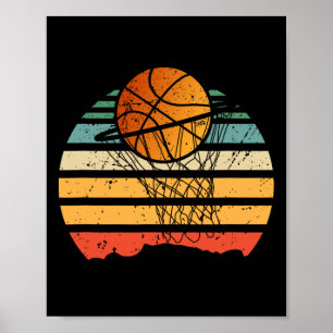 Affiche Balle Sur Panier Basket Vintage Sport Joueur Coa
