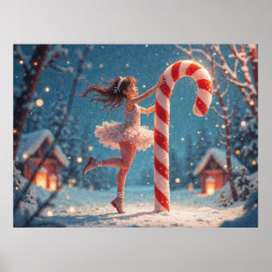 Affiche Ballerina Anime Fille et Sucre de canne Noël
