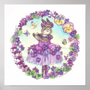 Affiche Ballerina Bunny Print Violet
