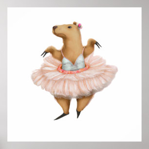 Affiche Ballerina Capybara en jupe Tutu rose