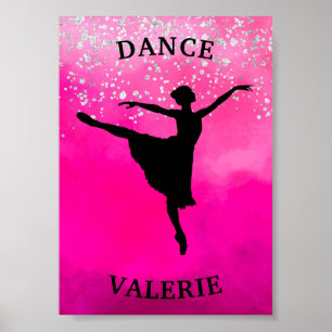 Affiche Ballerina Dance Pink Ombre Sparkle
