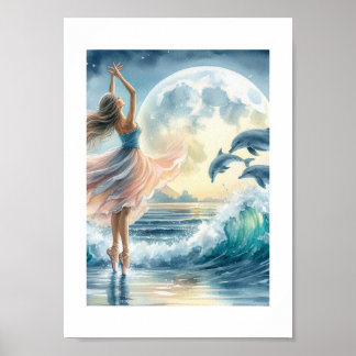 Affiche Ballerina Dancing on the Ocean