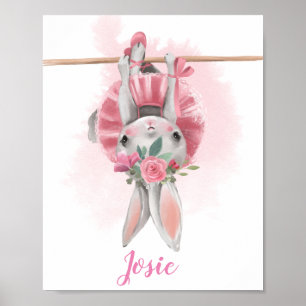Affiche Ballerina Floral Bunny Print