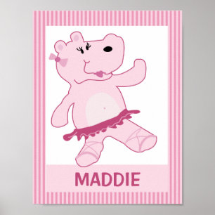 Affiche Ballerina Hippo in Tutu Personalized Art Print