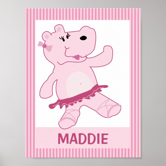 Affiche Ballerina Hippo in Tutu Personalized Art Print (Devant)