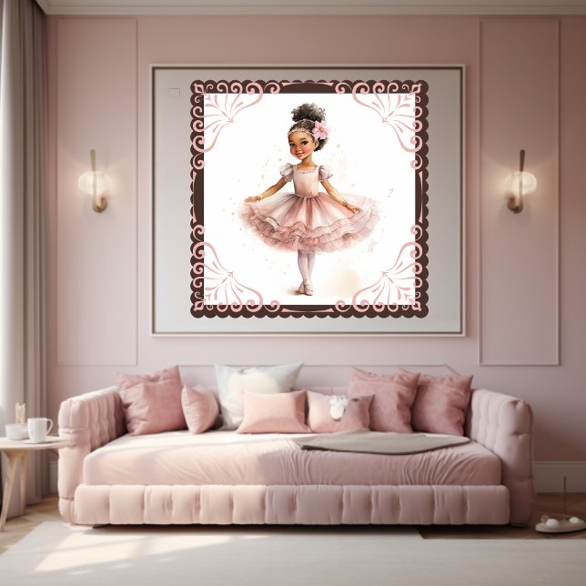 Affiche Ballerina Noire, Tutu Rose, Barrette Fleur Rose (Créateur téléchargé)