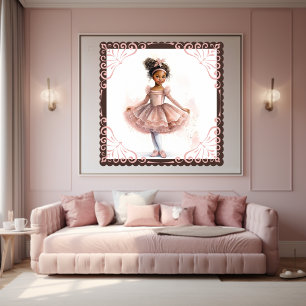 Affiche Ballerina noire, Tutu Rose, Barrette Ivy Rose