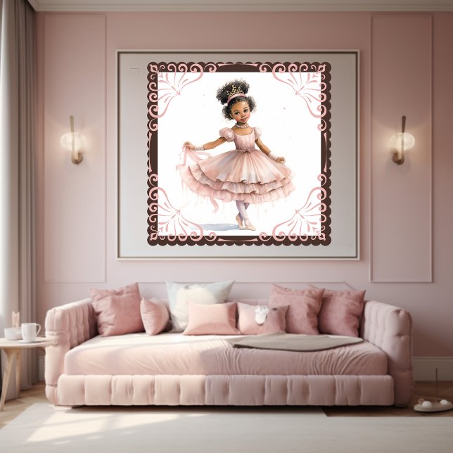 Affiche Ballerina noire, Tutu rose, Couronne rose (Créateur téléchargé)