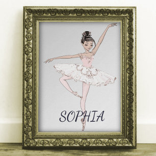 Affiche Ballerina Personal Rose Silver Cheveux foncé