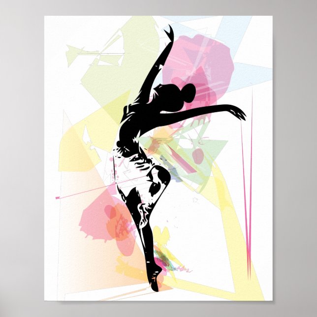 Affiche Ballerina silhouette coloré pastel personnalisable (Devant)