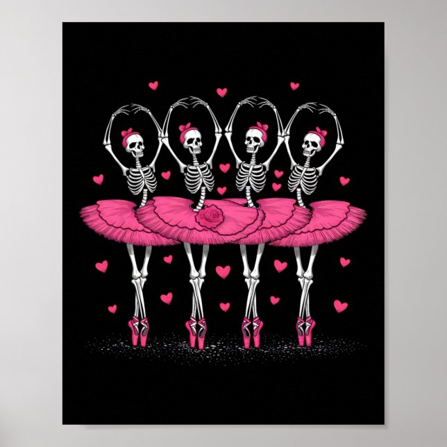 Affiche Ballerina Skeleton Dance Funny Halloween Ballet (Devant)
