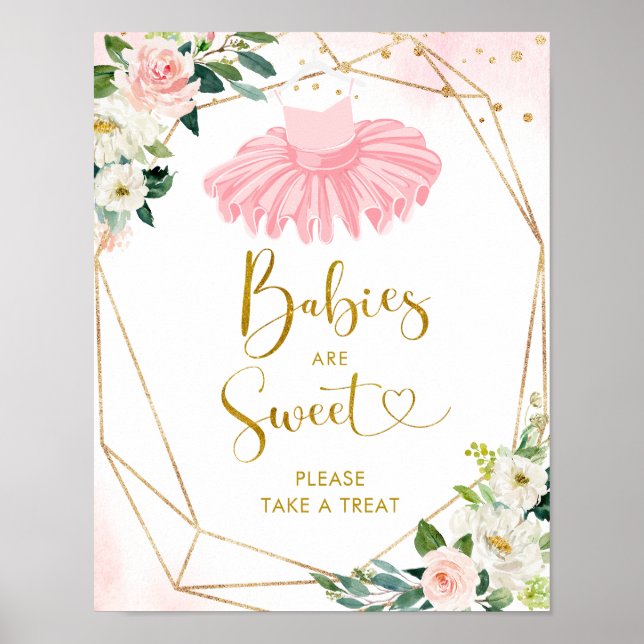 Affiche Ballerina Tutu Baby shower Bébés sont Sweet Sign (Devant)