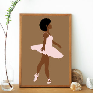 Affiche Ballerine afro minimaliste moderne illustrer