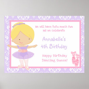 Affiche Ballerine Blonde & Damassé Violet Anniversaire