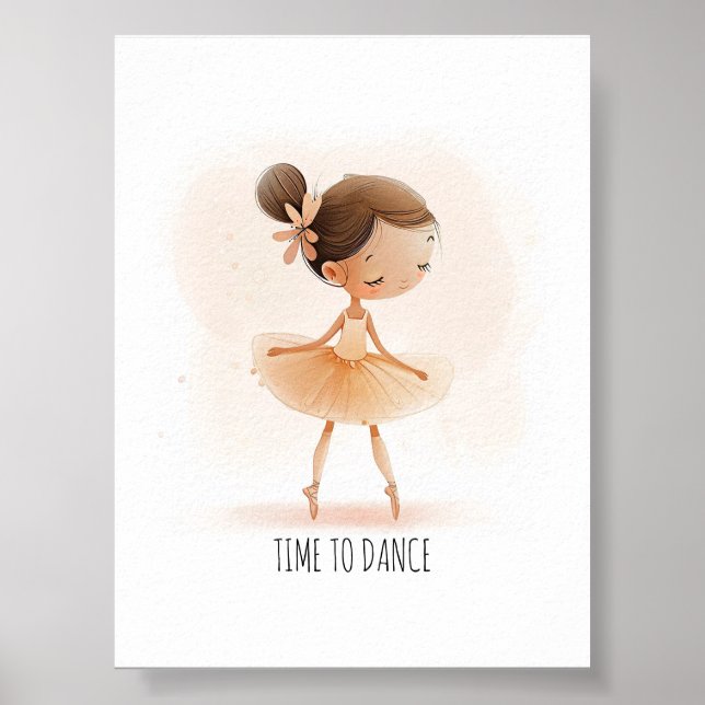 Affiche Ballérine Mignonne Temps de Danse Aquarelle (Devant)