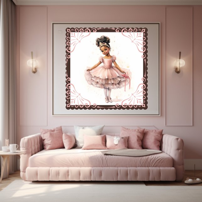 Affiche Ballerine noire, Tutu rose, Couronne or (Créateur téléchargé)