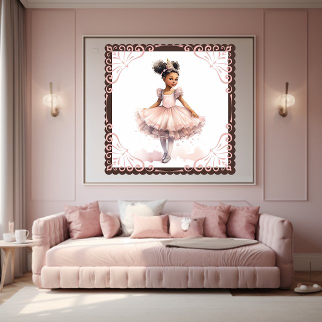 Affiche Ballerine noire, Tutu rose pâle, Couronne or (Créateur téléchargé)