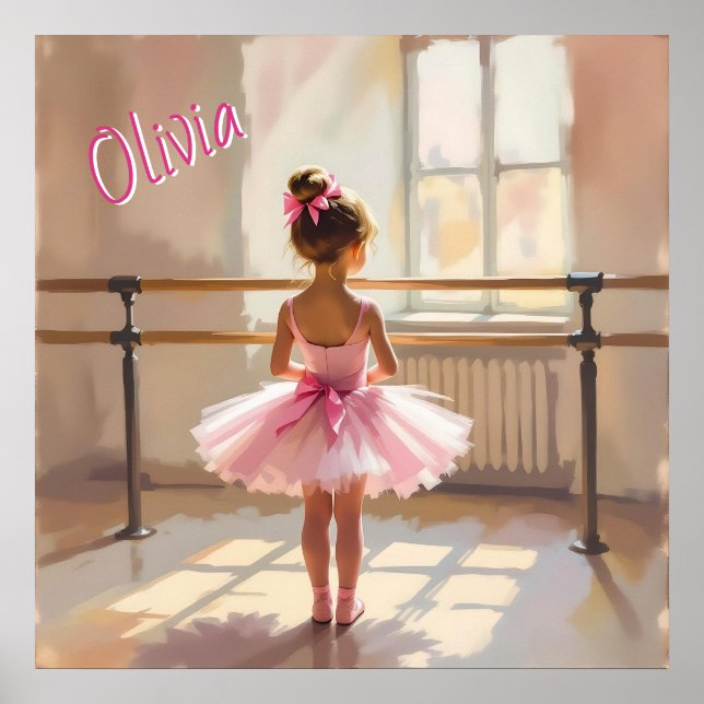 Affiche Ballerine sur mesure thème Ballet rose (Devant)