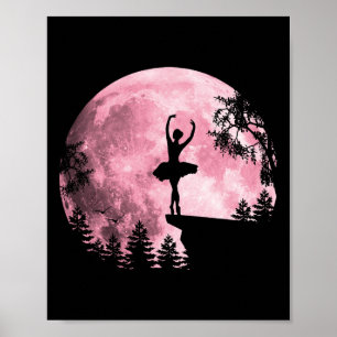 Affiche Ballet Danser rose Pleine Lune Ballerina Fille