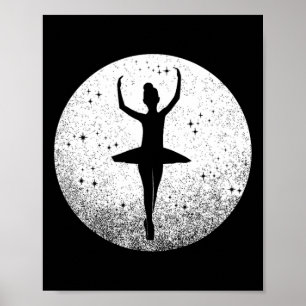 Affiche Ballet Girl Danser Dans Les Étoiles Dans Relevé Ci