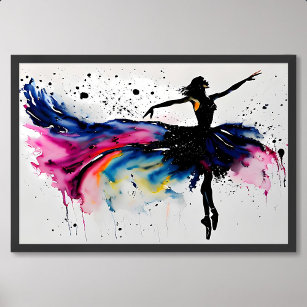 Affiche ballet peinture danse fille ballerine aquarelle