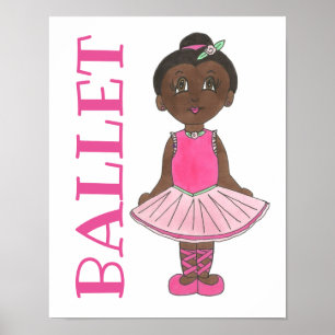 Affiche BALLET Pink Tutu Girl Ballerina Dance Studio