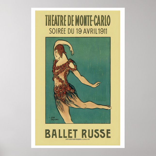 Affiche Ballet Russe de Monte Carlo 1911 Paris France (Devant)