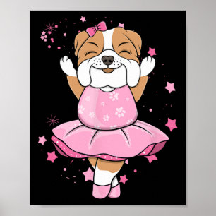 Affiche Ballett de chien de chien de chien rose Ballerina 