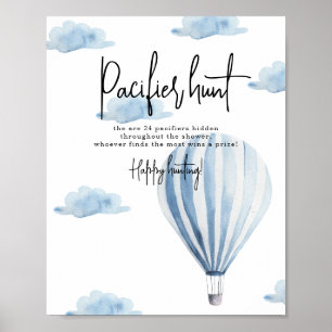 Affiche Ballon à air chaud - baby shower de chasse au Paci
