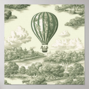 Affiche Ballon à Air Chaud de la Campagne Verte Toile (1)