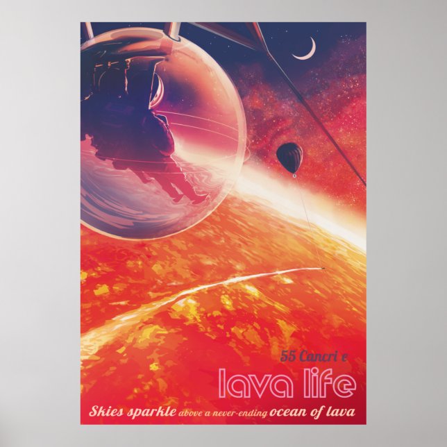 Affiche Ballon à air chaud extrême sur paysage volcanique (Devant)