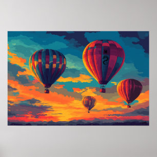 Affiche Ballon à air chaud Pop Art - Aventure dans le ciel